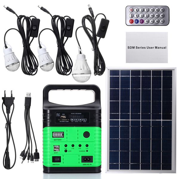 Portable Solar Panel Power Generator LED-lampa USB Grön - Perfet