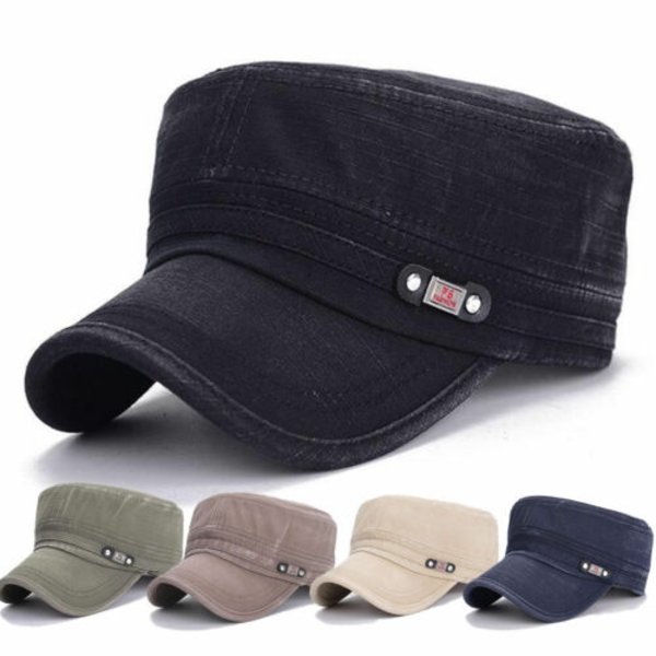 Unisex miesten armeijan cap Military Peak -hattu säädettävä ulkona hattu - Perfet Brown