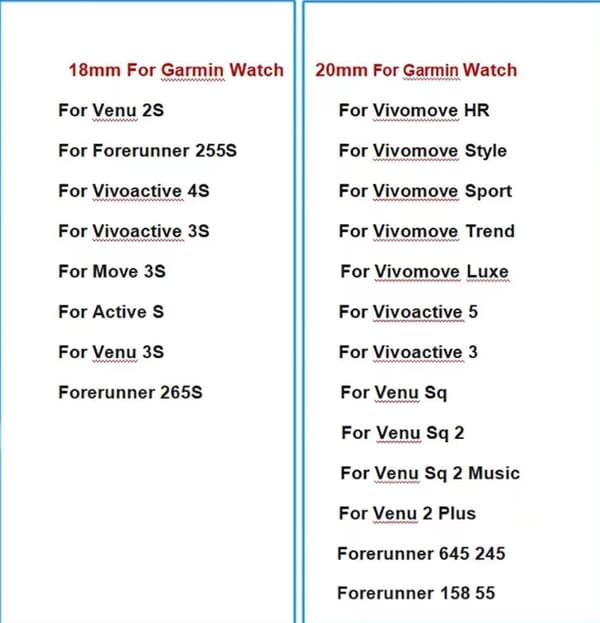 18mm/20mm klokkereimer for Garmin smartklokker, erstatningsreimer Claret 20mm Width