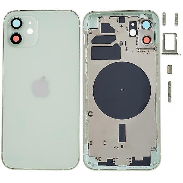 Kompatibel med iPhone 12 6.1 tommer Bak Batterideksel + Midtre Plate Ramme + Sideknapper Erstatning - Perfekt Style B