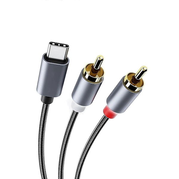 USB Type C - 2RCA -kaapeli, stereäänen siirto, kullatut liittimet, johto miksauspöytiin - Perfet 2m