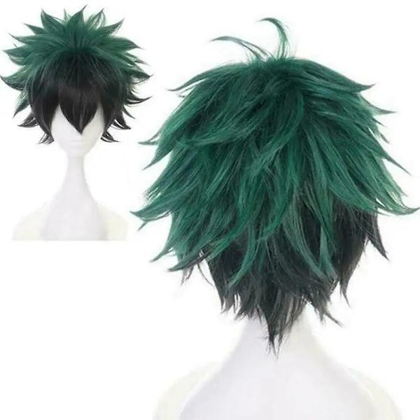 My Hero Academia Izuku Midoriya Cosplay Peruker Grön Svart Kort Peruk Med Bangs Syntethår ​​Peruker - Perfet