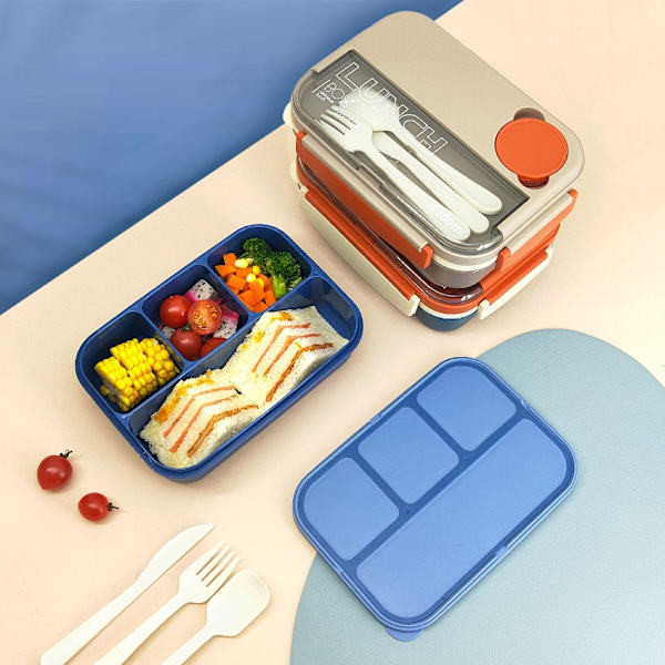 Four Grid Lunch Box/Student Lunch Box Beige Grå grey