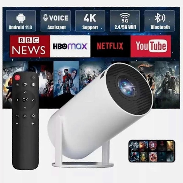 2025 NY 5G 4K Projektor Smart HD LED WiFi Bluetooth HDMI USB Android Kontor Hemmabio - Perfekt