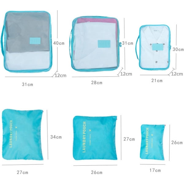 6-Pack Kuffert Organizer Rejsetøjstasker (vandmelonrød) - Perfet watermlelon red