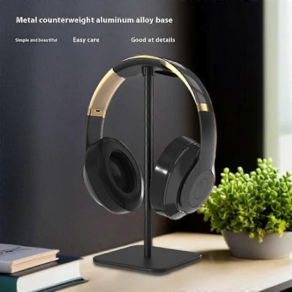 JD079 Hörlursställ för skrivbord i aluminiumlegering + silikon - Svart - Perfekt för spelheadset Black