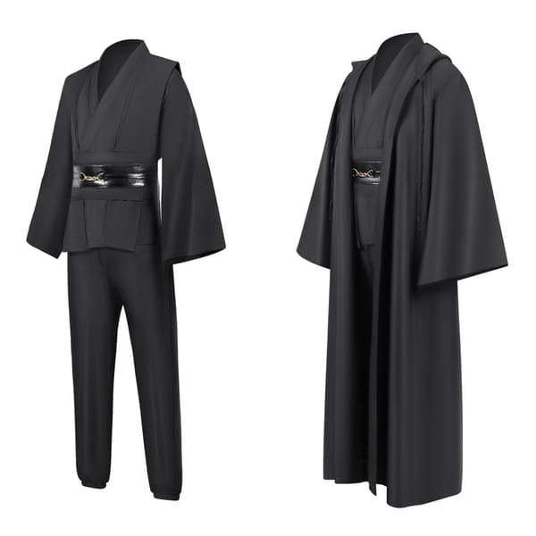 Mub - Obi-Wan Kenobi Premium Cosplay Kostym Jedi Robe Star Wars Lightsaber Duel-Perfekt Brown XL