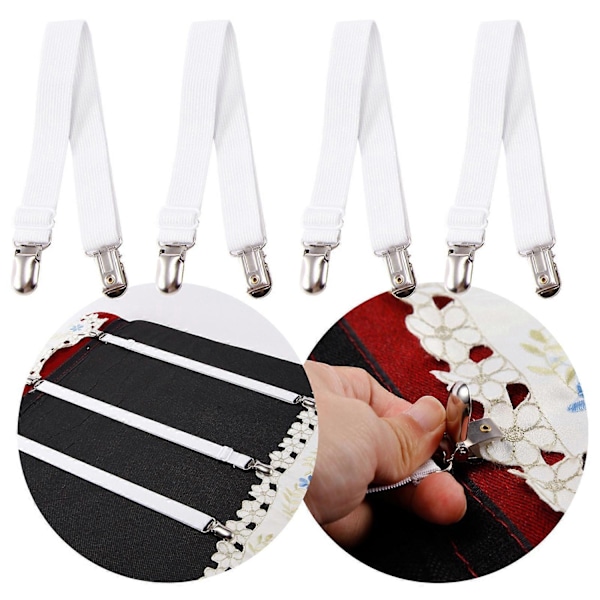 Usynlig strop dugklips fastgørelsesklips justerbar elastisk picnic dugklips - Perfet White
