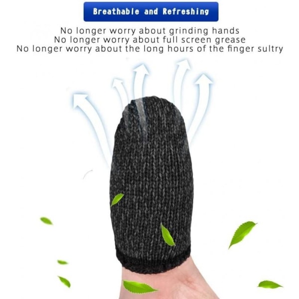 5-PACK Anti-Sweat Finger Sleeve for mobilspill - perfekt Svart