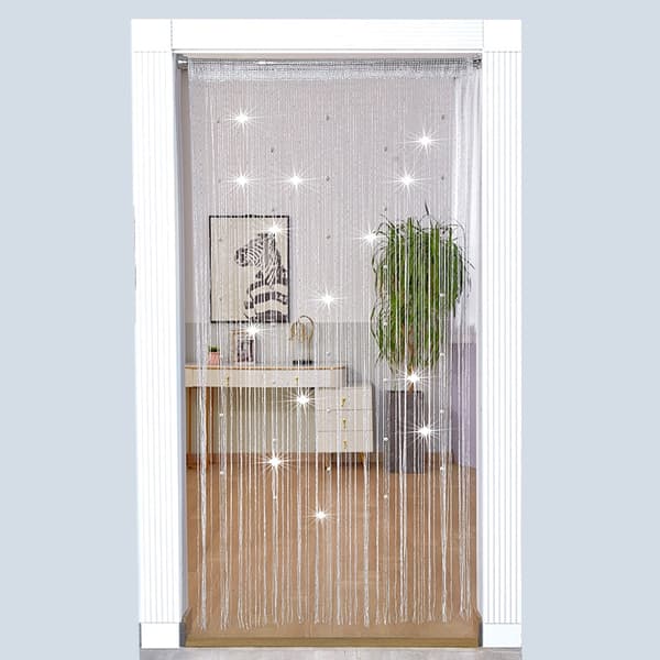 Perlegardin (hvit, 100 * 200 cm), med et drapert gardin