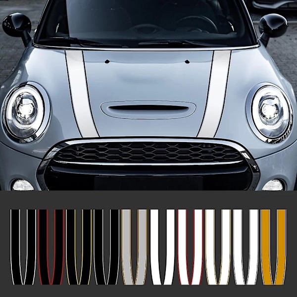 Dekaler för bilens inredning, motorhuv, huv, ränder, dekaler, dekoration för Mini Cooper S JCW R55 R56 R60 R61 F54 F55 F56 F60 Countryman Tillbehör Black Gray