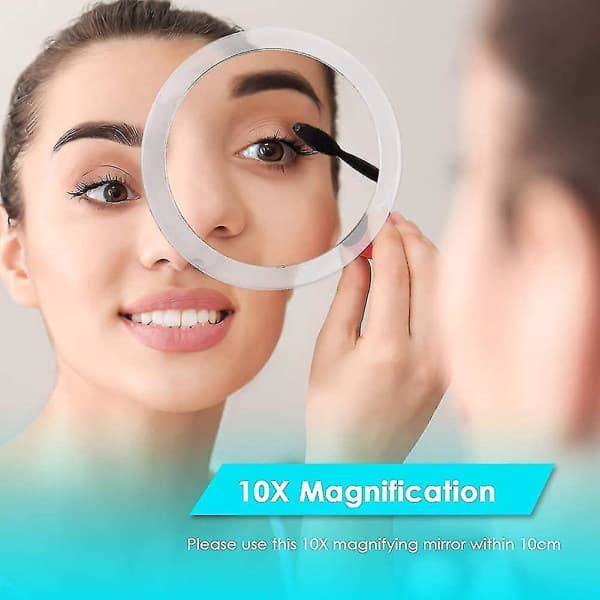 10x forstørrelsesglas med 2 sugekopper, 10x forstørrende makeup-spejl