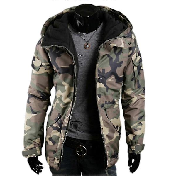 Mænds Vinter Camo Løstsiddende Bomuldsjakke-Perfet army green camouflage l