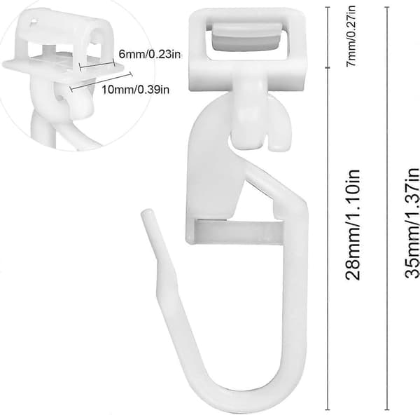 50 st 34mm Tysta Gardinglider - Smidiga Gardinkrokar för Vardagsrum Arbetsrum-Perfekt