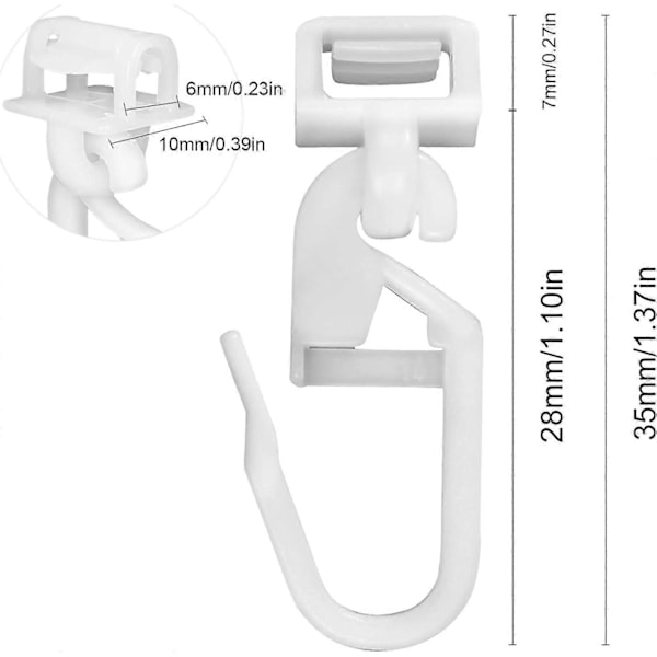 50 stk. 34mm Stille Gardinerglidere - Glatte Gardinkroker for Stue og Arbeidsrom - Perfekt