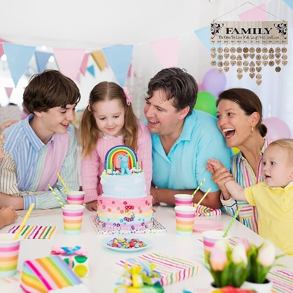 100 st Trä Familjekalender, DIY Födelsedagskalender Väggdiagram, Födelsedag Dekorationer - Perfekt