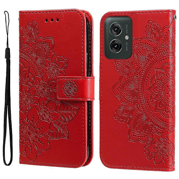 Seitsenlehtinen kukka kohokuvioitu nahkainen puhelinkotelo - Perfet Compatible with MotorolaMoto G55