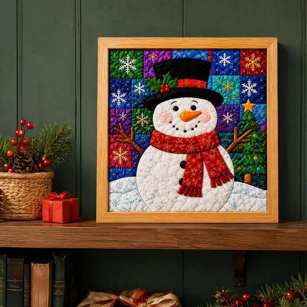 Kinusaiga tekstilkunstsett | DIY 3D-julesett med tekstilstempling for voksne Snowman