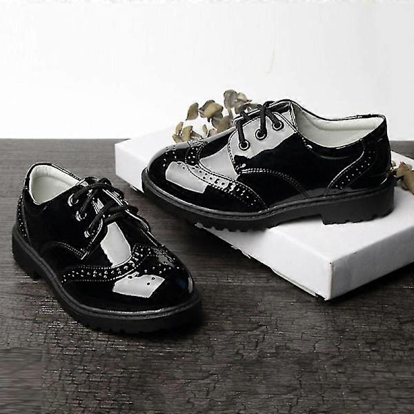 Pojkar Stängda Tå Oxfords Formella Dagliga Klänningskor Låga Loafers-Perfet Lace Black EU 41