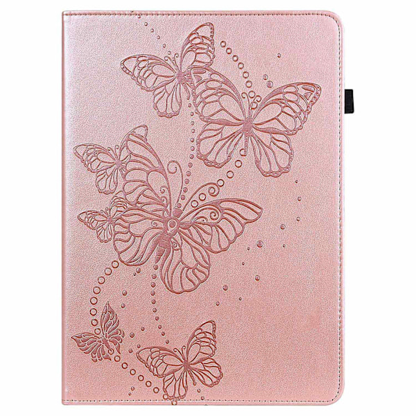Fjärilsmönstrat Läderfodral för Tablet Kompatibelt med Lenovo Tab M9-Perfet Pink