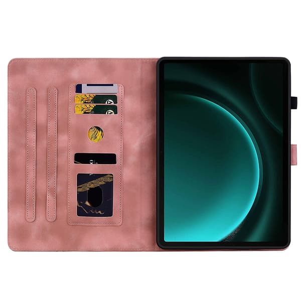 Präglat Läderfodral Kompatibelt med Samsung Galaxy Tab S9 / S9 FE-Perfet Pink
