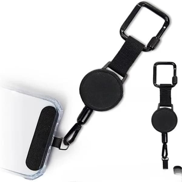 2-pack infällbar stöldskyddad telefonhållare, telefonrem, säkerhetsrem för smartphone med bältesklämma 2-pack