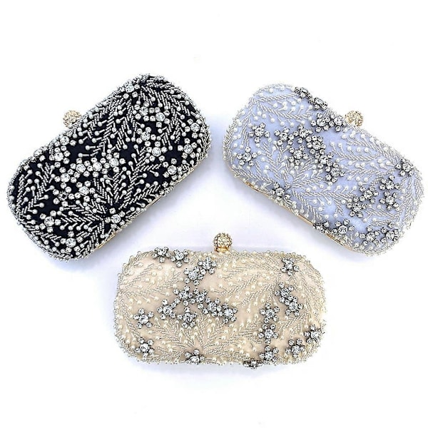 Naisten käsilaukut iltalaukut ylelliset juhlalaukut morsiamen clutch-laukku naisten tanssiaislaukku hääkukkaro - Perfet Silver
