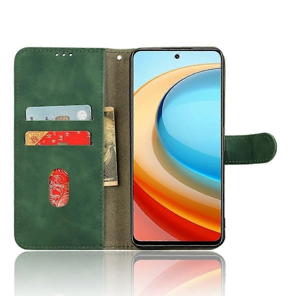 for ZTE Blade A75 5G Lærveske Hudfølelse Anti-Fall Lommebok Flip Telefondeksel - Grønn-Perfet Green