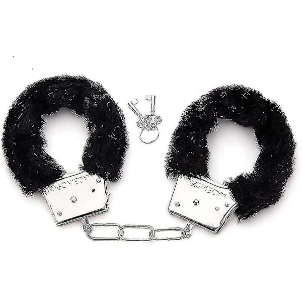 Metallhandbojor med 2 Nycklar för Cosplay Polis Rollspel Leksak-Perfekt Black