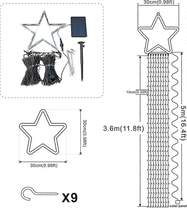 Solar Havepynt Stjernelys 344 Led 8 Tilstande (flerfarvet)-Perfet