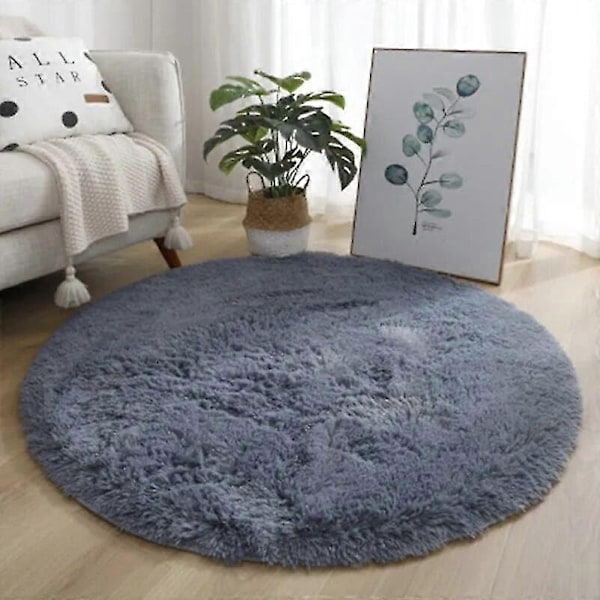 Plys Rundt Tæppe Bløde Hvide Tæpper til Stue Blød Boligindretning Soveværelse Børneværelse Dekoration Salon Tykt Luv Tæppe - Perfekt Blue 80x80cm