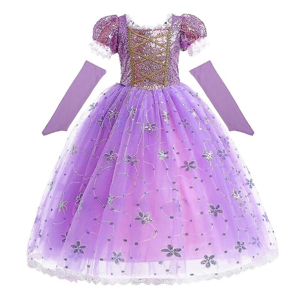 Prinsessa Rapunzel-mekko tytöille Tyylikkäät violetit mekot Tyylikkäät karnevaaliasut Lasten juhlapuvut Halloween-roolileikit - Perfet 2Y Tag-100 Rapunzel Dress
