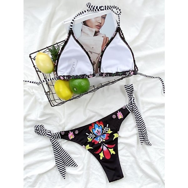 Baddräkt med bikiniveck Triangle Tie Baddräkt black S