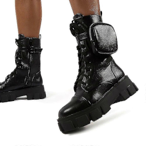 Platform Plateausko Støvler Plus Size Kvinders Støvler - Perfet Black 41
