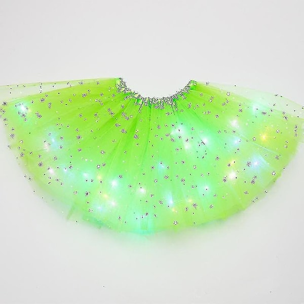 Kvinners LED-skjørt med stjerner, danseskjørt, lagdelt ballett-tutu, elastisk netting-tyll, miniskjørt, festkostyme - Perfekt Green