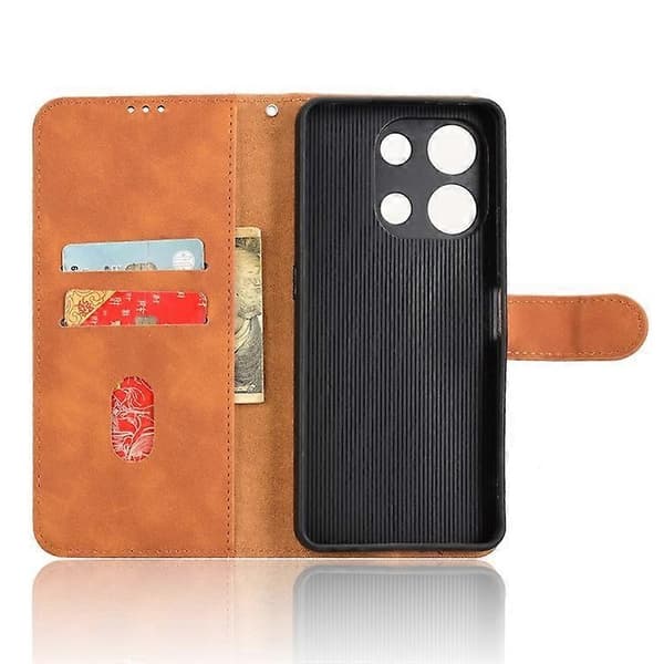 för Umidigi Note 100 Läderfodral Hudkänsla Anti-Fall Plånbok Flip Telefonfodral - Perfekt Brown