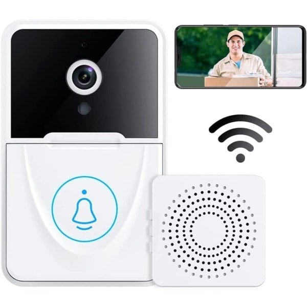 Videodørklokke med kamera, trådløs WiFi videodørklokke med dørklokke - Perfet