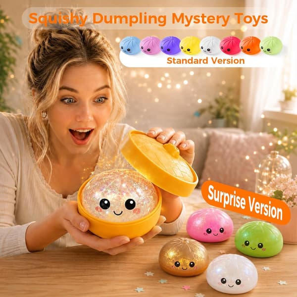 Dumplingformet sakte-rebound squishy leketøy blind boks, 14 farger (tilfeldig valgt), bedårende sakte-rebound dumpling squishy leketøy