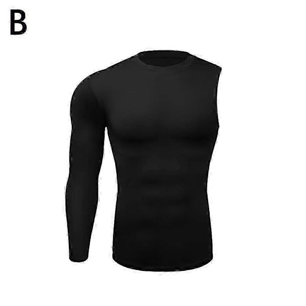 Mænds Sports En-ærmet Kompressions T-shirt Sportstights Right-black 75-85kg