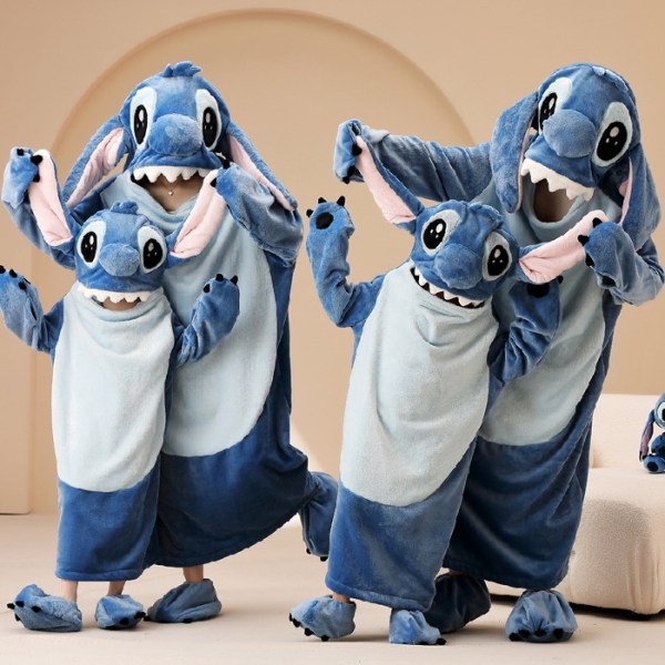 Stitch Shark Body Förtjockad Höst Vinter Heminredning - Perfet Children size 14# around 30kg 120-130CM