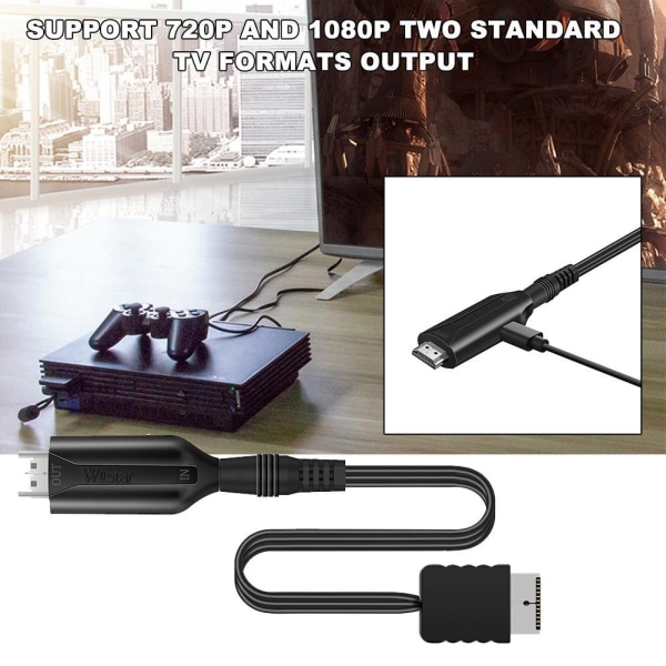 Perfekt för Playstation 2 PS2 till HDMI-kompatibel adapterkabel HD RCA AV - Perfet