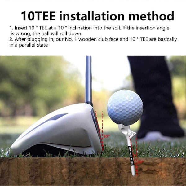 10 stk. Golf Tees - Slidstærke, Bærbare, Skrå Indsæt, Reducerer Friktion, Professionelle, Øger Afstand, Kompakte 10 Grader - Perfekte