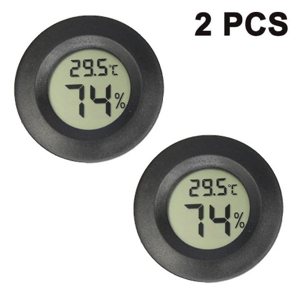 2-paks Mini Hygrometer Termometer Digital LCD-skjerm, fuktighetsmåler - Perfet