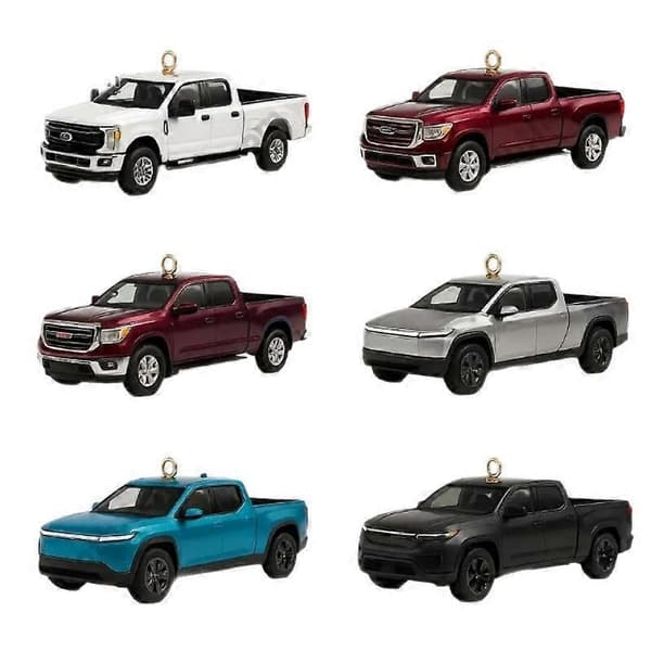 Adventskalender i form av en pickup truck - Julgransprydnader, akrylprydnader, bilsamlarobjekt