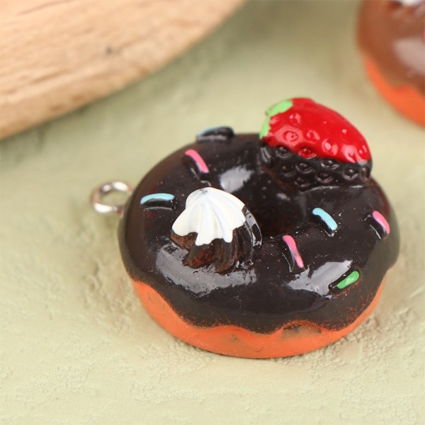 10 stk e Donut Resin Charms For øredobber Armbånd Nøkkelring - Perfet