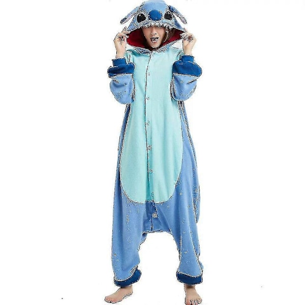 Stitch-Pyjamat Anime-Piirretty Pyjamasetti Yksikokoinen Puku - Perfet Blue M