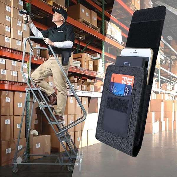 Dobbelt lag nylon telefonveske med belteklips, midjeveske egnet for telefoner under 7,5 tommer - Perfekt