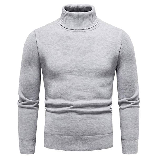 Yynuda Herre Turtleneck Lett Slim Fit Genser Casual Strikket Pullover-Perfet Grey M