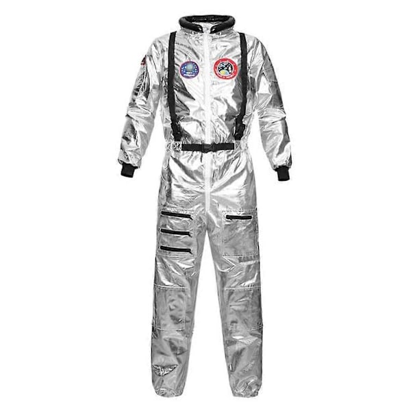 Halloween Astronaut Sølvrummand Cosplay Kostume Rumdragt Mænd Kvinder Jumpsuit Halloween Karneval Party Dress Up Gave Suit-Perfet Kids helmet S