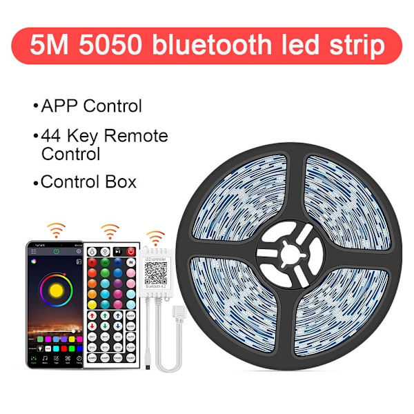 LED Strip Light RGB 5050/SMD2835 Flexible Ribbon DIY Led Light Strip RGB Tape Diode DC 12V bluetooth julbelysning - Perfet 5050 5M 44key 0 - 5W
